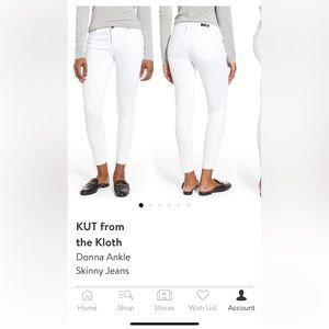 White jeans Kut from the Kloth “Donna” Ankle skinny jeans size 2